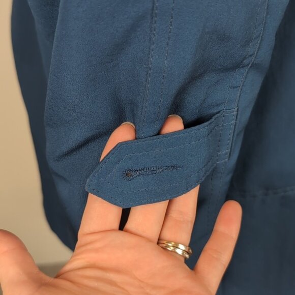 London Fog Hooded Trench Coat Thick Removable Fleece Teal Blue Womens Size 8 - Picture 9 of 15